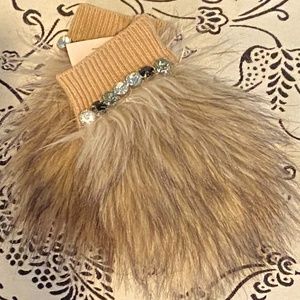 Juicy Couture Faux Fur and Stone Gloves